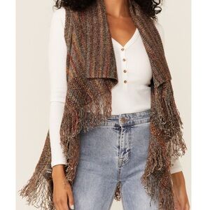 Shyanne Charcoal Marled Fringe cardigan size XS